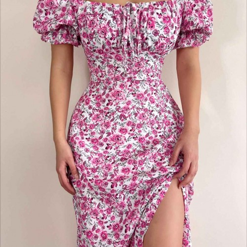 156361 TOPTAN DESENLİ ELBİSE toptan bayan giyim