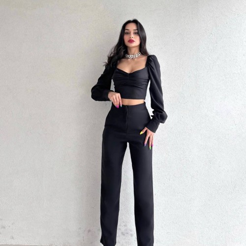 157500 TOPTAN SİYAH PANTOLON TAKIM toptan bayan giyim