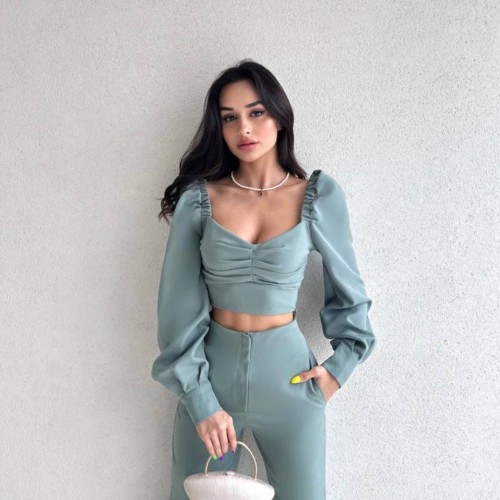 157502 TOPTAN MİNT PANTOLON TAKIM toptan bayan giyim