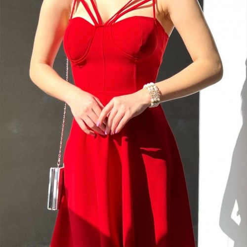 157560 TOPTAN KIRMIZI ELBİSE 157560 TOPTAN KIRMIZI ELBİSE toptan bayan giyim