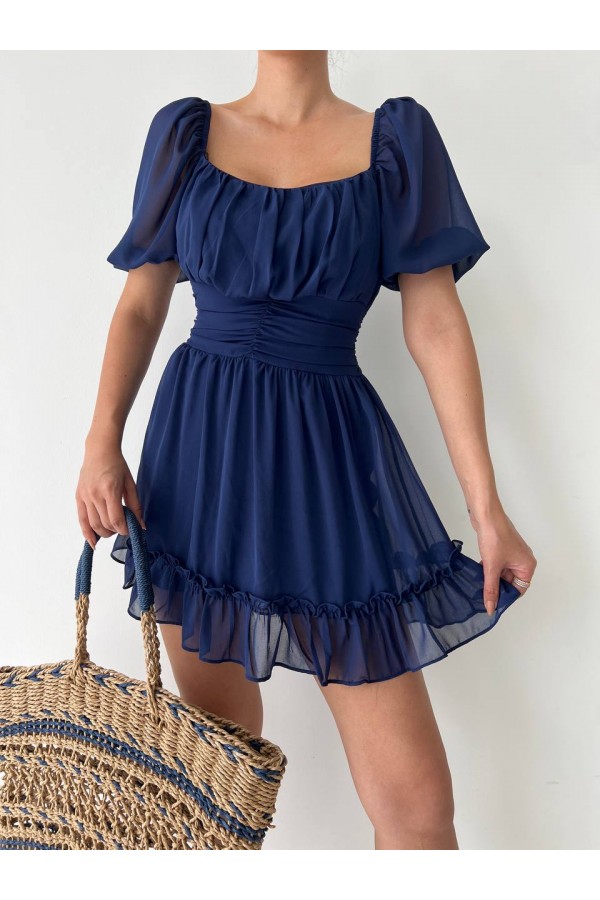 158156 темно-синий Вечернее платье
