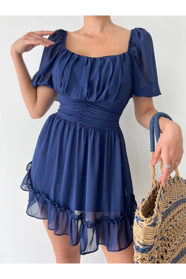 158156 темно-синий Вечернее платье
