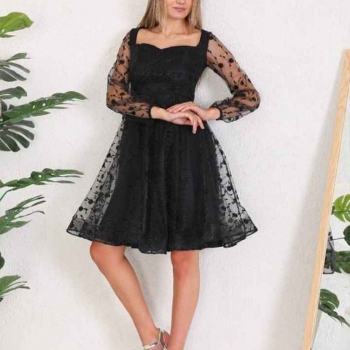 159733 TOPTAN SİYAH ABİYE toptan bayan giyim