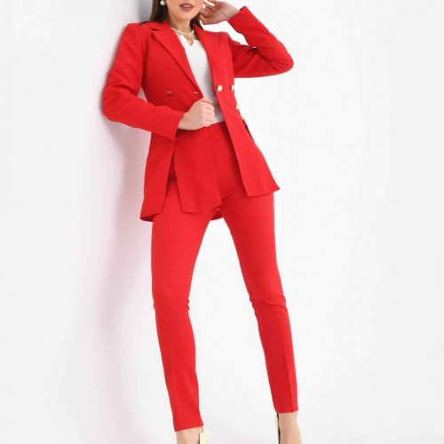 159756 TOPTAN KIRMIZI PANTOLON TAKIM toptan bayan giyim