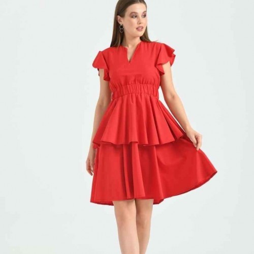 159803 TOPTAN KIRMIZI ABİYE toptan bayan giyim