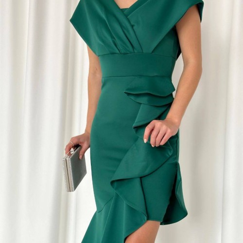 160042 TOPTAN ZÜMRÜT YEŞİL ABİYE toptan bayan giyim