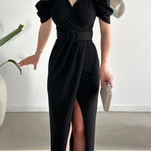 160084 TOPTAN SİYAH ABİYE toptan bayan giyim