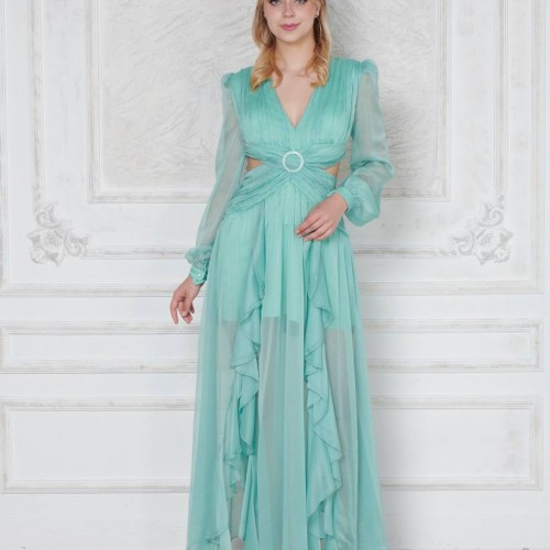 171345 TOPTAN SU YEŞİL ABİYE toptan bayan giyim