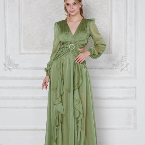 171349 TOPTAN YEŞİL ABİYE toptan bayan giyim