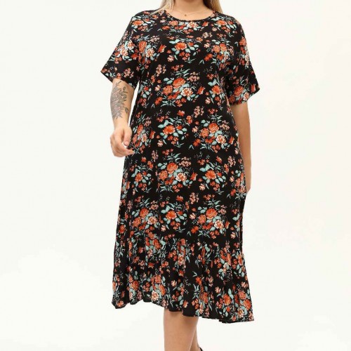 171394 TOPTAN DESENLİ ELBİSE toptan bayan giyim