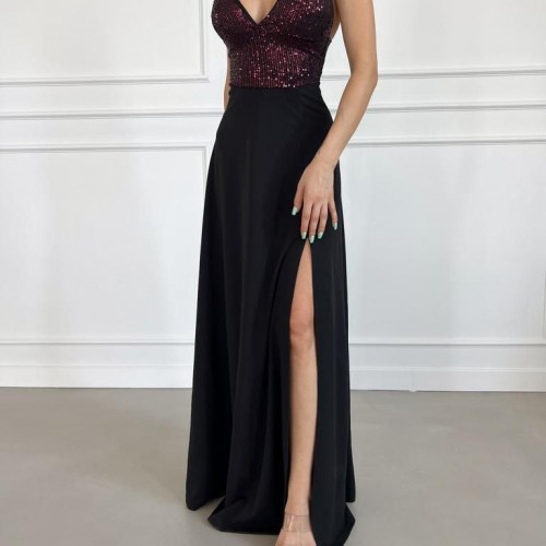 171441 TOPTAN BORDO ABİYE toptan bayan giyim