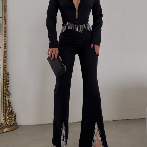 171941 TOPTAN SİYAH PANTOLON TAKIM toptan bayan giyim