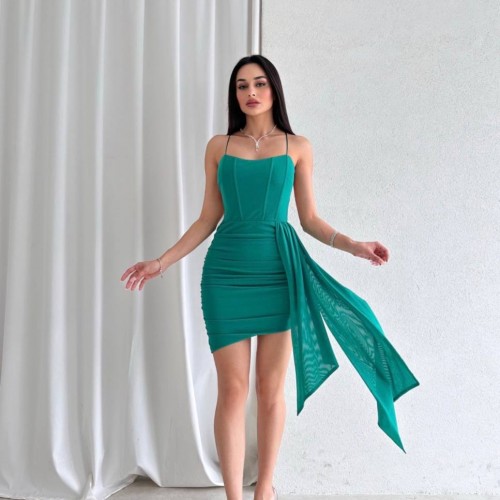 171972 TOPTAN YEŞİL ABİYE toptan bayan giyim