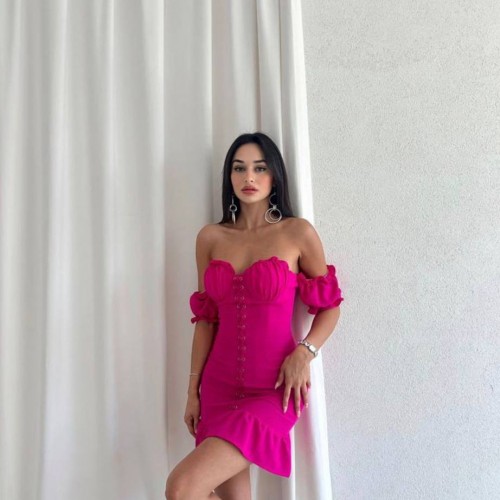 172026 TOPTAN PEMBE ABİYE toptan bayan giyim