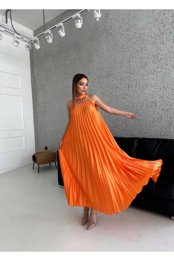 172092 البرتقالي فستان المساء