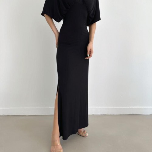 172132 TOPTAN SİYAH ELBİSE toptan bayan giyim