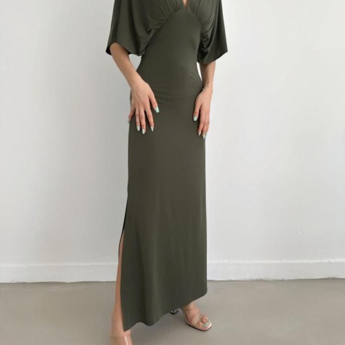 172134 TOPTAN HAKİ ELBİSE 172134 TOPTAN HAKİ ELBİSE toptan bayan giyim