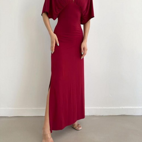 172135 TOPTAN BORDO ELBİSE 172135 TOPTAN BORDO ELBİSE toptan bayan giyim