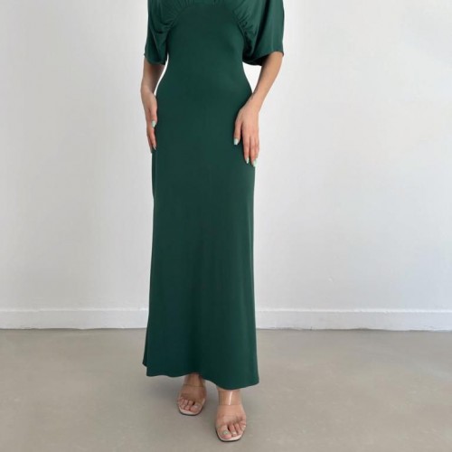 172136 TOPTAN YEŞİL ELBİSE toptan bayan giyim