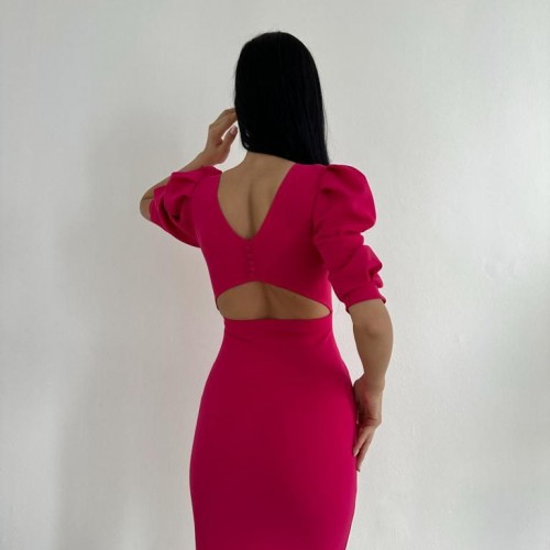 172298 TOPTAN FUŞYA ELBİSE toptan bayan giyim