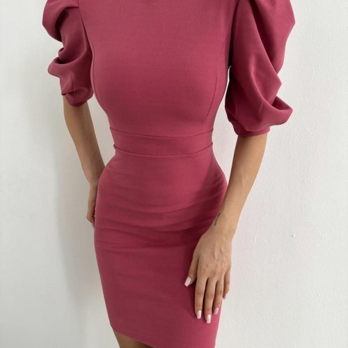 172301 TOPTAN PEMBE ELBİSE toptan bayan giyim