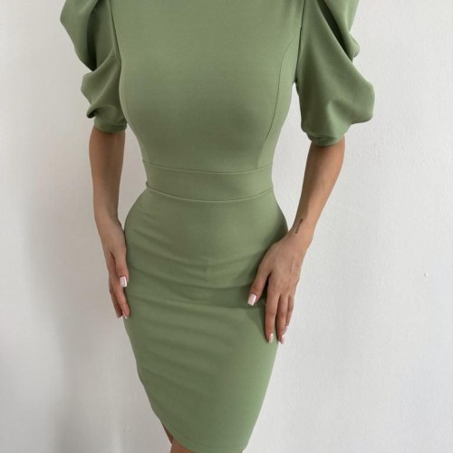 172302 TOPTAN HAKİ ELBİSE toptan bayan giyim