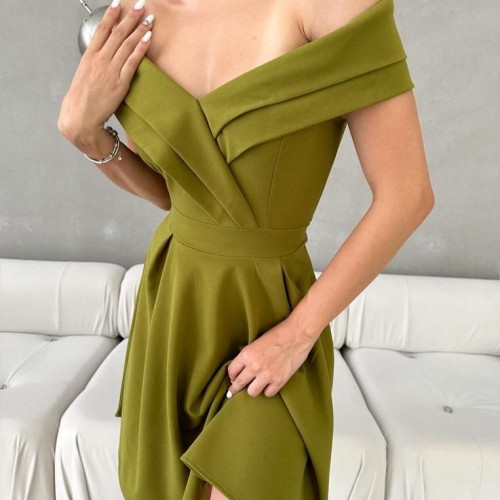 172506 TOPTAN HAKİ ELBİSE toptan bayan giyim