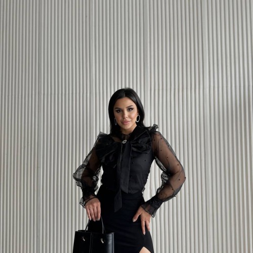 172654 TOPTAN SİYAH BLUZ toptan bayan giyim