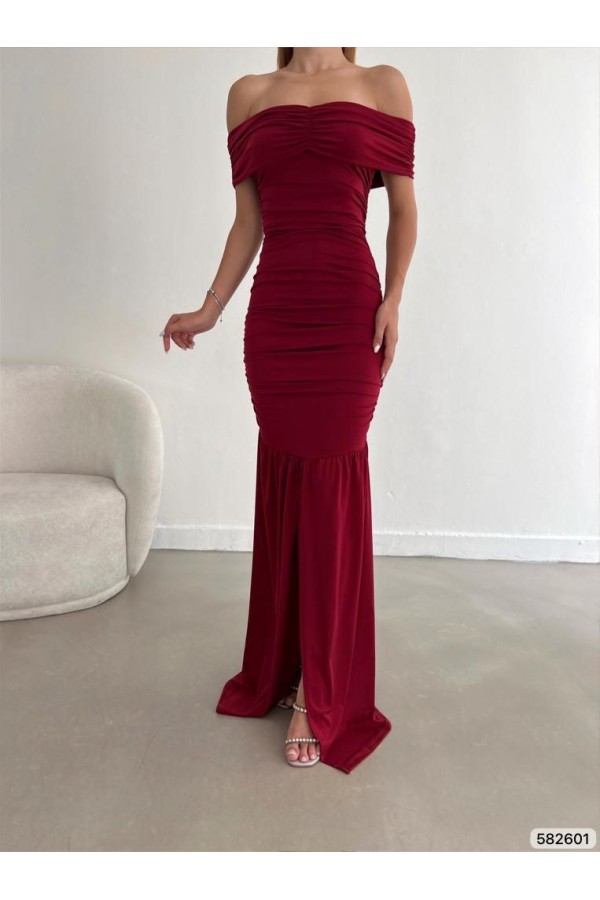 173006 burgundy Evening dress