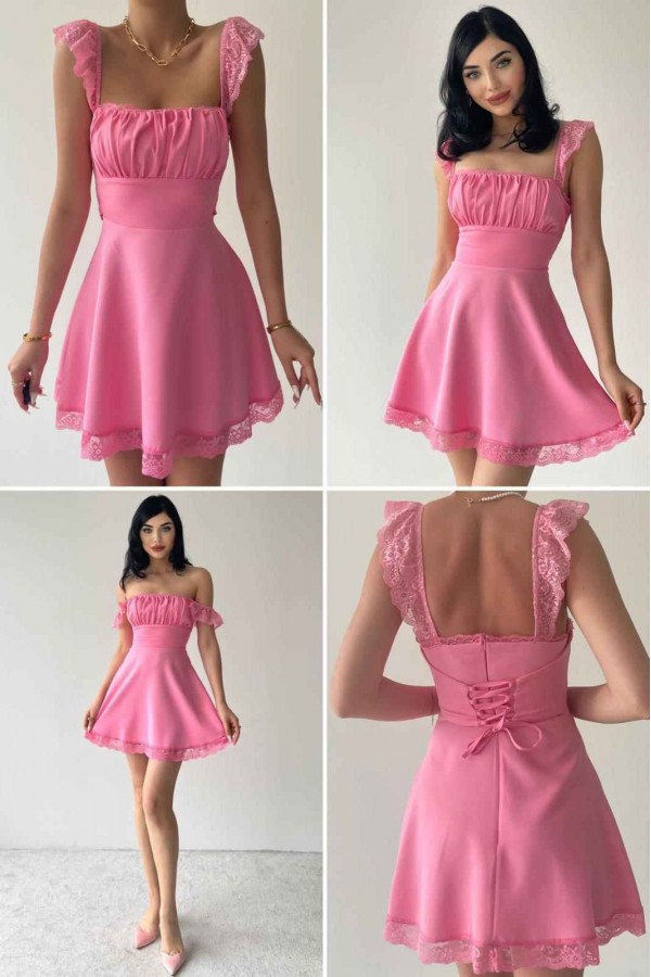 173087 розовый Вечернее платье