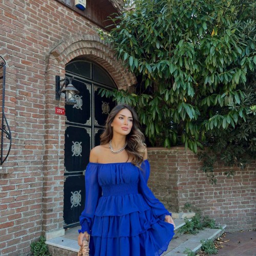 173135 TOPTAN SAKS ELBİSE 173135 TOPTAN SAKS ELBİSE toptan bayan giyim