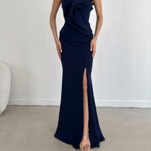 174439 TOPTAN LACİVERT ELBİSE toptan bayan giyim