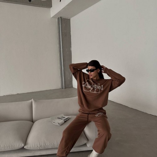 175477 TOPTAN BASKILI EŞOFMAN TAKIM toptan bayan giyim