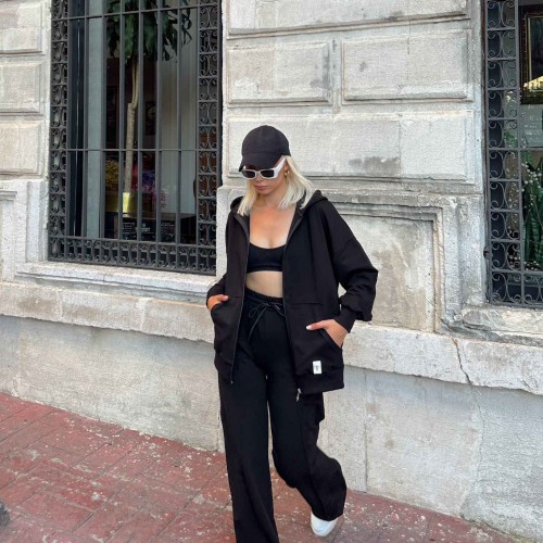 175572 TOPTAN SİYAH EŞOFMAN TAKIM toptan bayan giyim