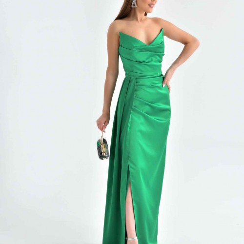 175704 TOPTAN YEŞİL ABİYE toptan bayan giyim