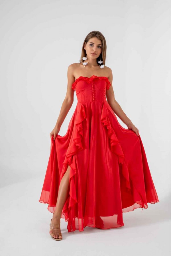 175718 pomegranate flower Evening dress