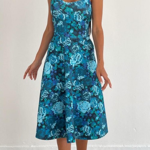 175798 TOPTAN ÇİÇEK DESENLİ ELBİSE toptan bayan giyim