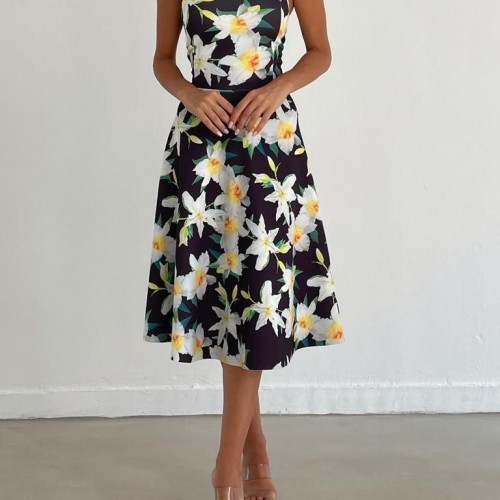 175801 TOPTAN ÇİÇEK DESENLİ ELBİSE toptan bayan giyim