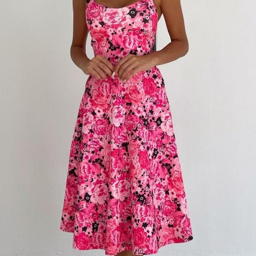 175803 TOPTAN ÇİÇEK DESENLİ ELBİSE toptan bayan giyim