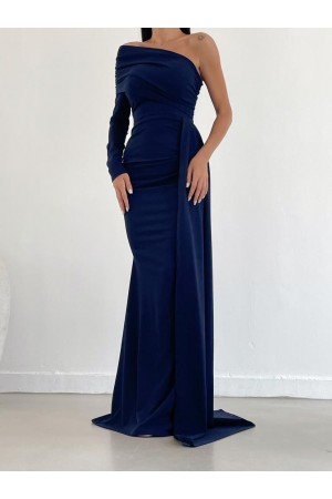 175827 темно-синий Вечернее платье