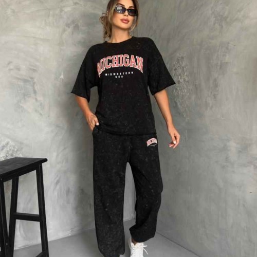 175986 TOPTAN BASKILI EŞOFMAN TAKIM toptan bayan giyim