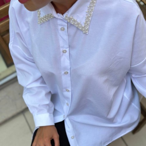 176093 TOPTAN BEYAZ GÖMLEK toptan bayan giyim