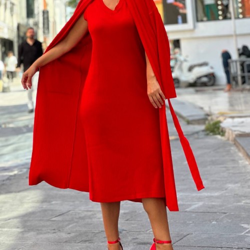 176565 TOPTAN KIRMIZI TAKIM toptan bayan giyim