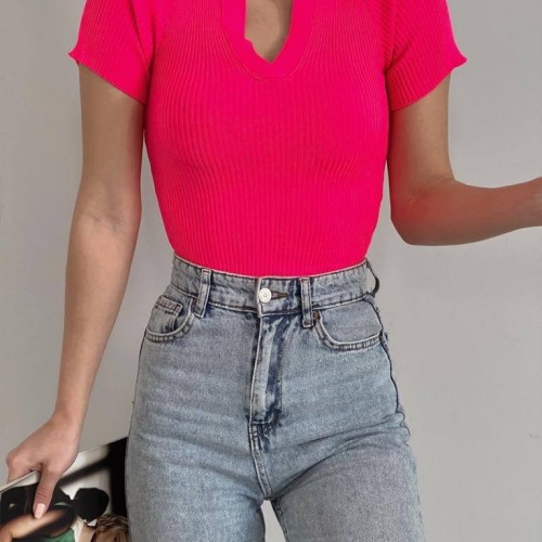 176640 TOPTAN NEON PEMBE BLUZ 176640 TOPTAN NEON PEMBE BLUZ toptan bayan giyim