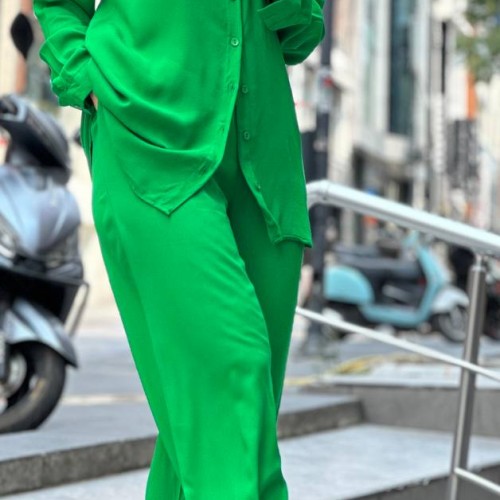 176767 TOPTAN YEŞİL PANTOLON TAKIM toptan bayan giyim