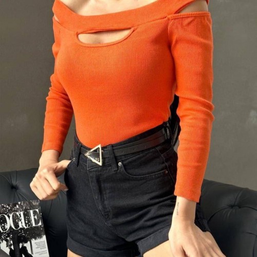 176841 TOPTAN TURUNCU BLUZ toptan bayan giyim