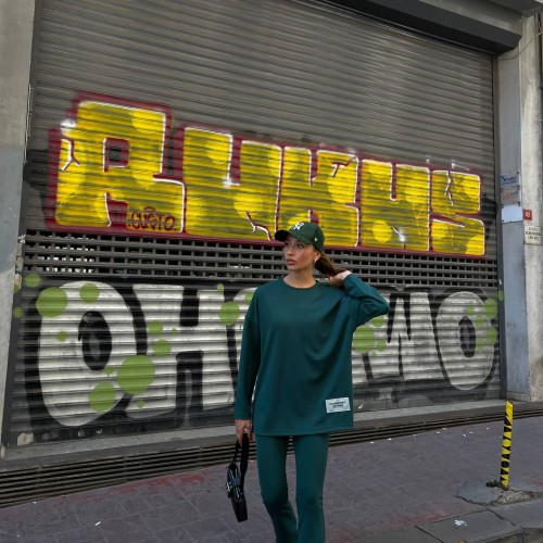 177090 TOPTAN YEŞİL EŞOFMAN TAKIM toptan bayan giyim