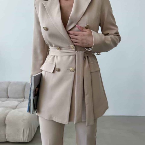 177243 TOPTAN BEJ PANTOLON TAKIM toptan bayan giyim