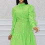 177348 TOPTAN YEŞİL ELBİSE toptan bayan giyim