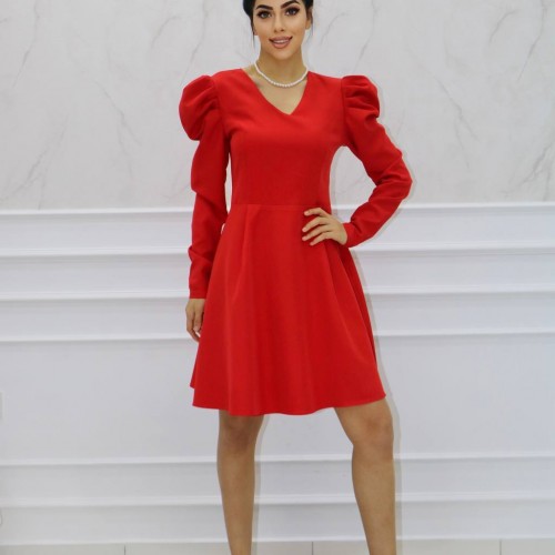 177363 TOPTAN KIRMIZI ELBİSE toptan bayan giyim